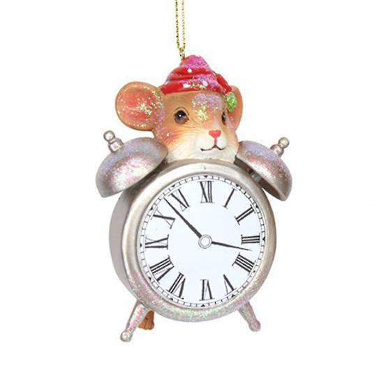 Resin Mouse with Alarm Clock 11cm